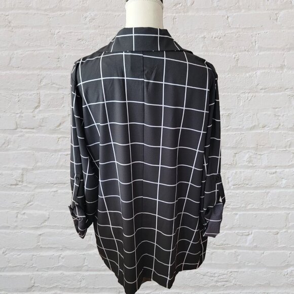 Black and White Window Pane Long Sleeve Jacket in Size XL - Picture 2 of 3